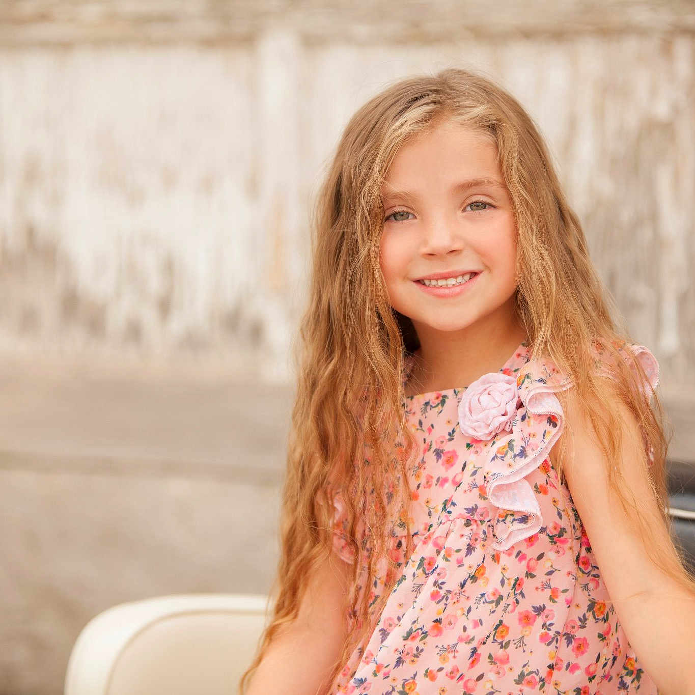 Peyton joined the competition — help win amazing prizes! beauty, blond, child, child_model, dress, eye, face, hair, hairstyle, joy, long_hair, people, person, photograph, photography, pink, portrait_photography, sitting, skin, smile