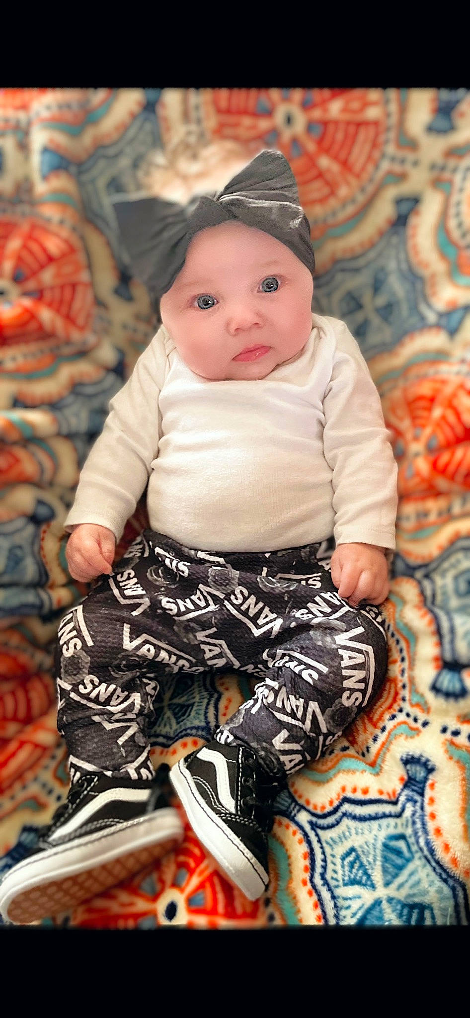 Macey is registered to the contest to win money with this photo: baby, baby_toddler_clothing, beauty, cheek, child, cool, eye, face, fun, happy, headwear, human, orange, pattern, people, person, photograph, product, skin, sleeve