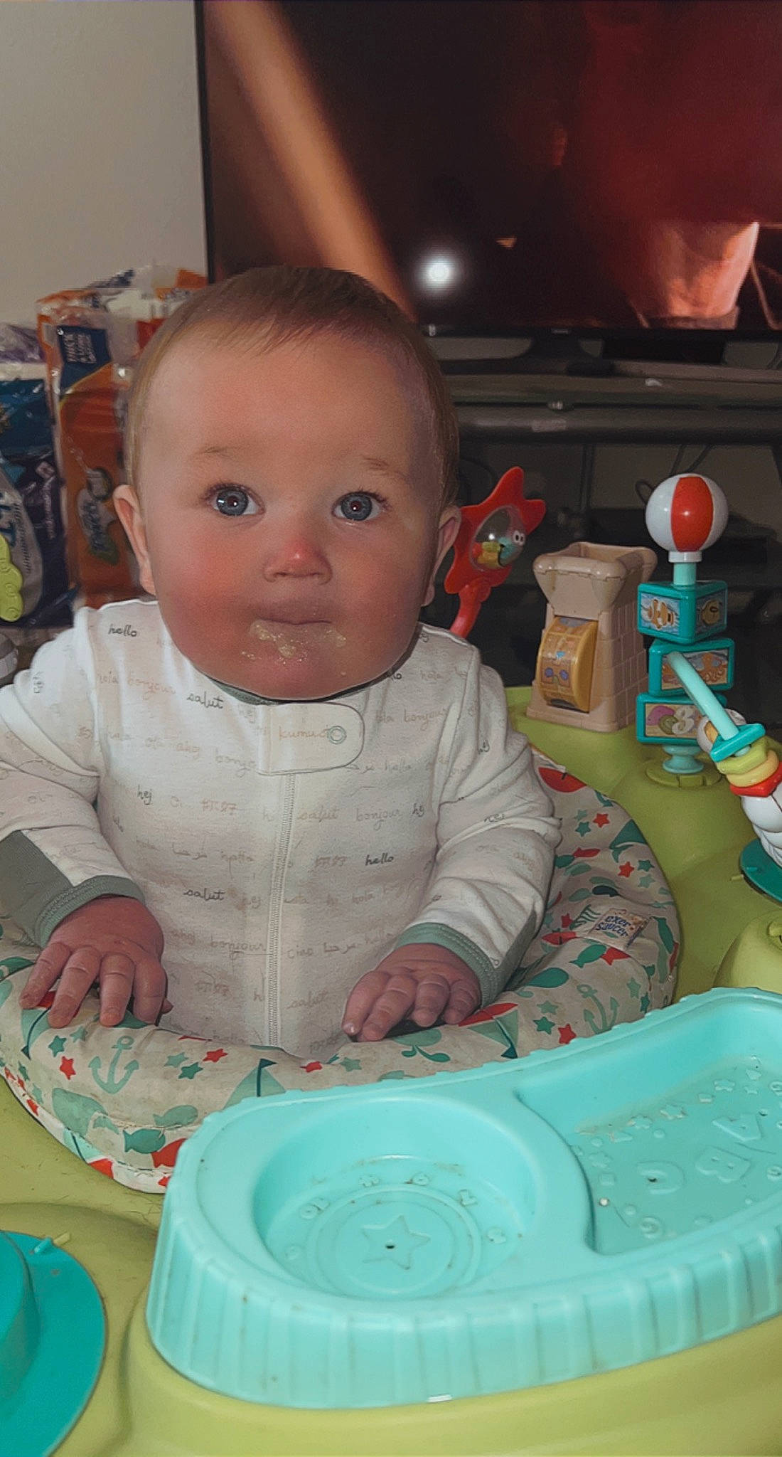 Tryker is registered to the contest to win money with this photo: baby, baby_products, baby_toddler_clothing, baby_toys, chair, cheek, child, dishware, drinkware, fun, iris, mouth, nose, person, product, room, sitting, skin, snapshot, tableware