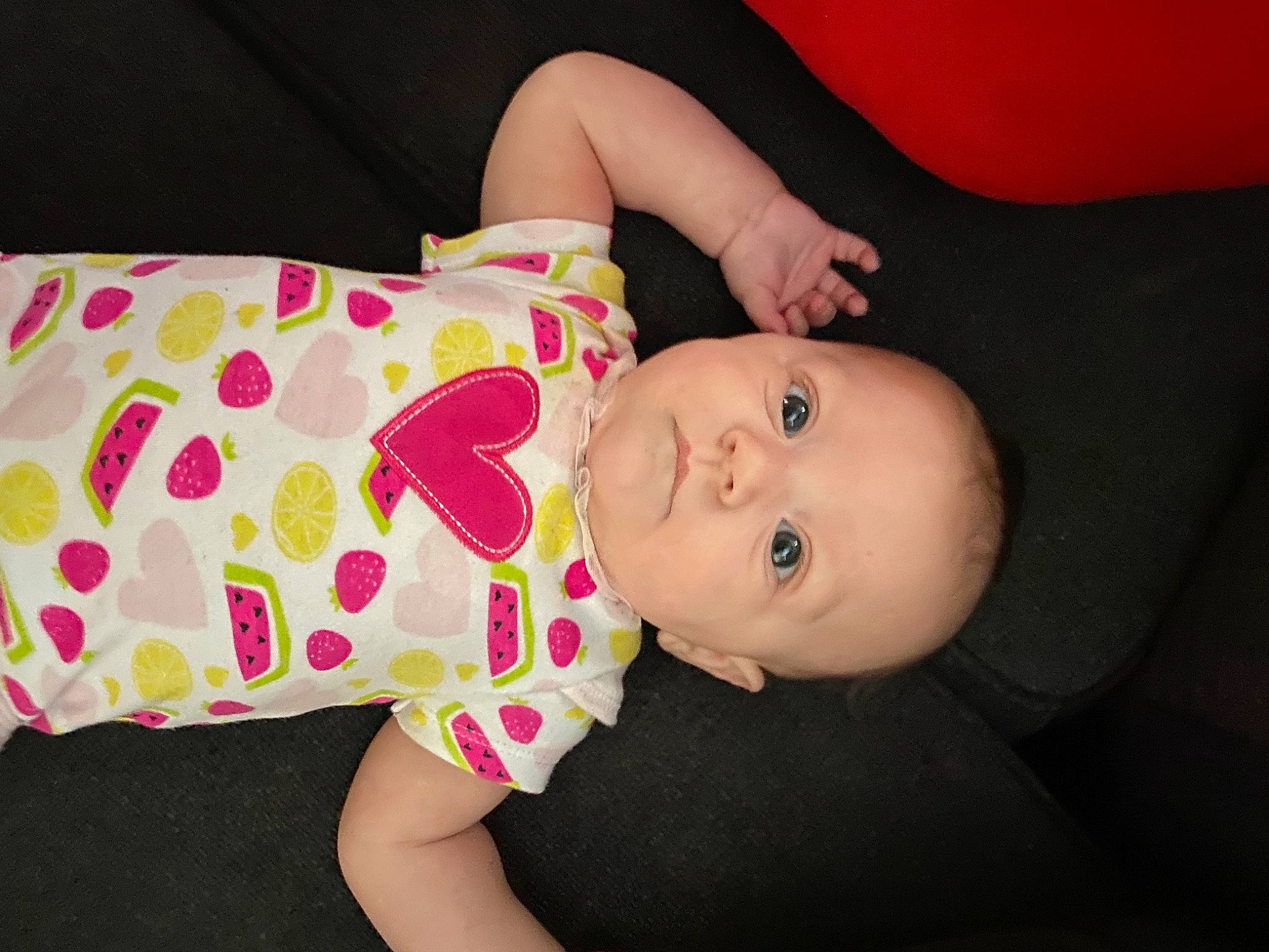 Laila joined the competition — help win amazing prizes! baby, baby_products, baby_safety, baby_toddler_clothing, cheek, child, comfort, eyelash, happy, human_body, nail, nose, pattern, person, sitting, skin, sleeve, toddler