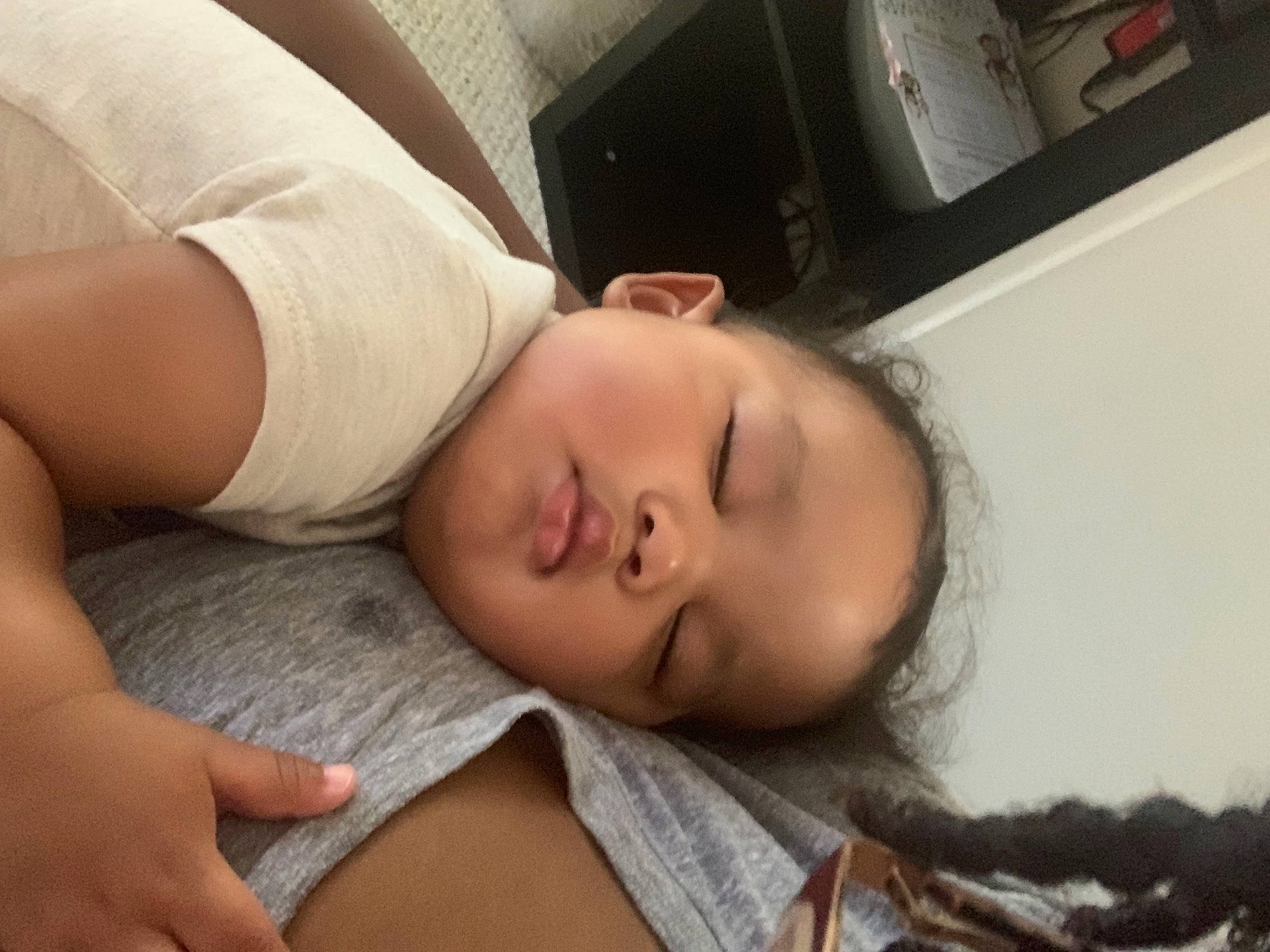 Chandler is registered to the contest to win money with this photo: abdomen, bedtime, cheek, chest, child, chin, comfort, elbow, eyebrow, eyelash, flesh, fur, human_leg, linens, nap, pattern, person, room, sleep, toddler