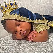 Kingston joined the competition — help win amazing prizes! baby, blue, cape, child, closeup, crown, cute, fabric, face, gold, hands, indoors, infant, peaceful, portrait, resting, royalty, sleeping, soft, texture