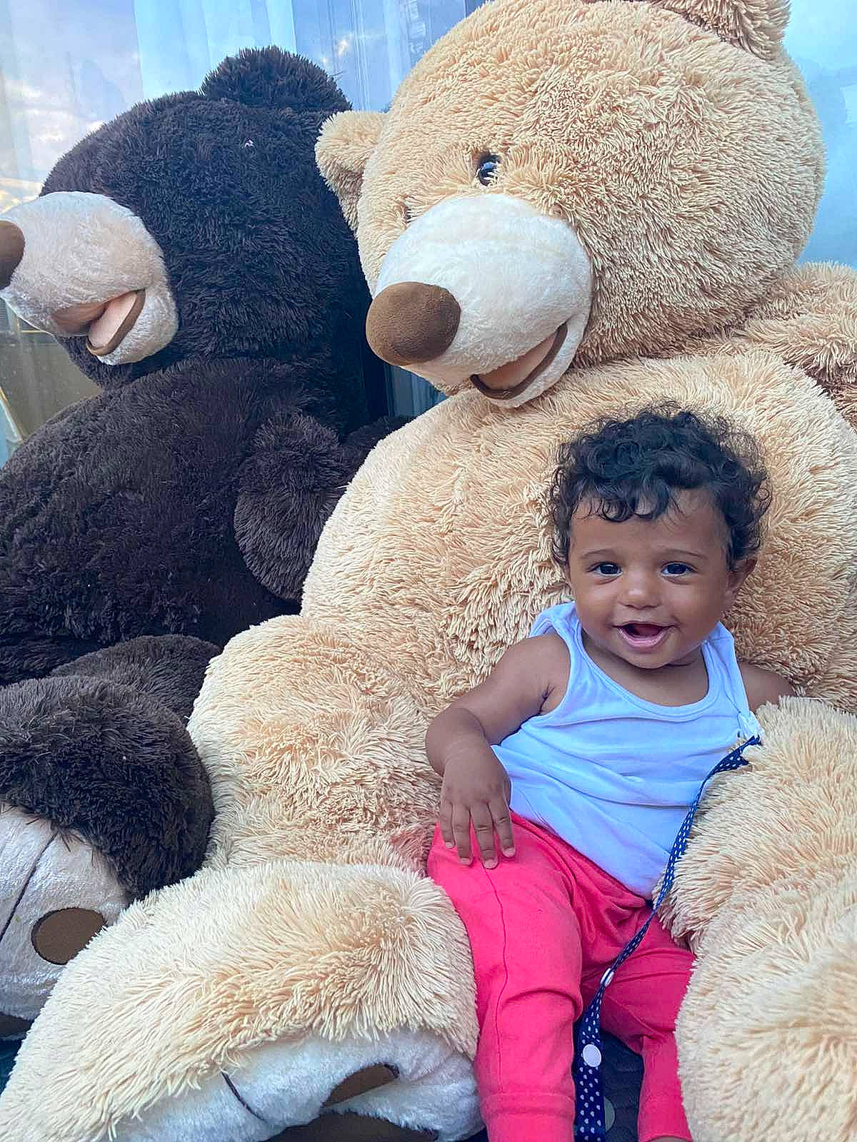 Linda joined the competition — help win amazing prizes! child, fun, fur, happy, interaction, person, plush, smile, stuffed_toy, teddy_bear, toddler, toy