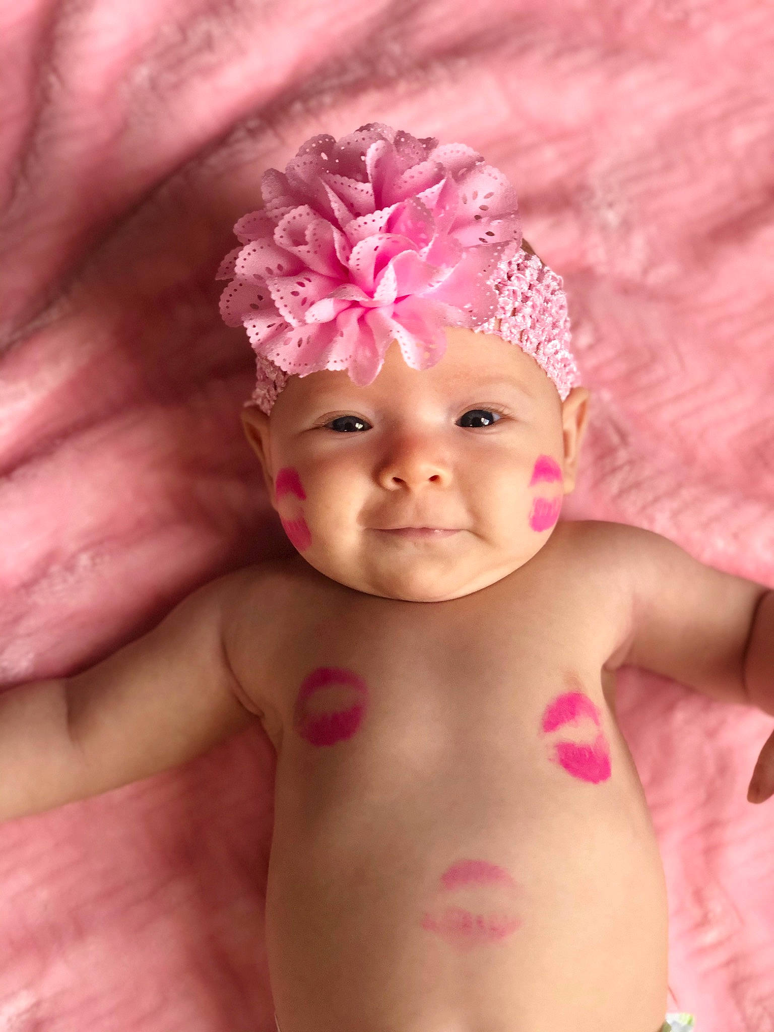 Grayli Rhea joined the competition — help win amazing prizes! baby, cheek, chest, child, close_up, eye, face, hair_accessory, hand, head, headgear, headpiece, lip, mouth, muscle, person, photography, pink, plant, skin