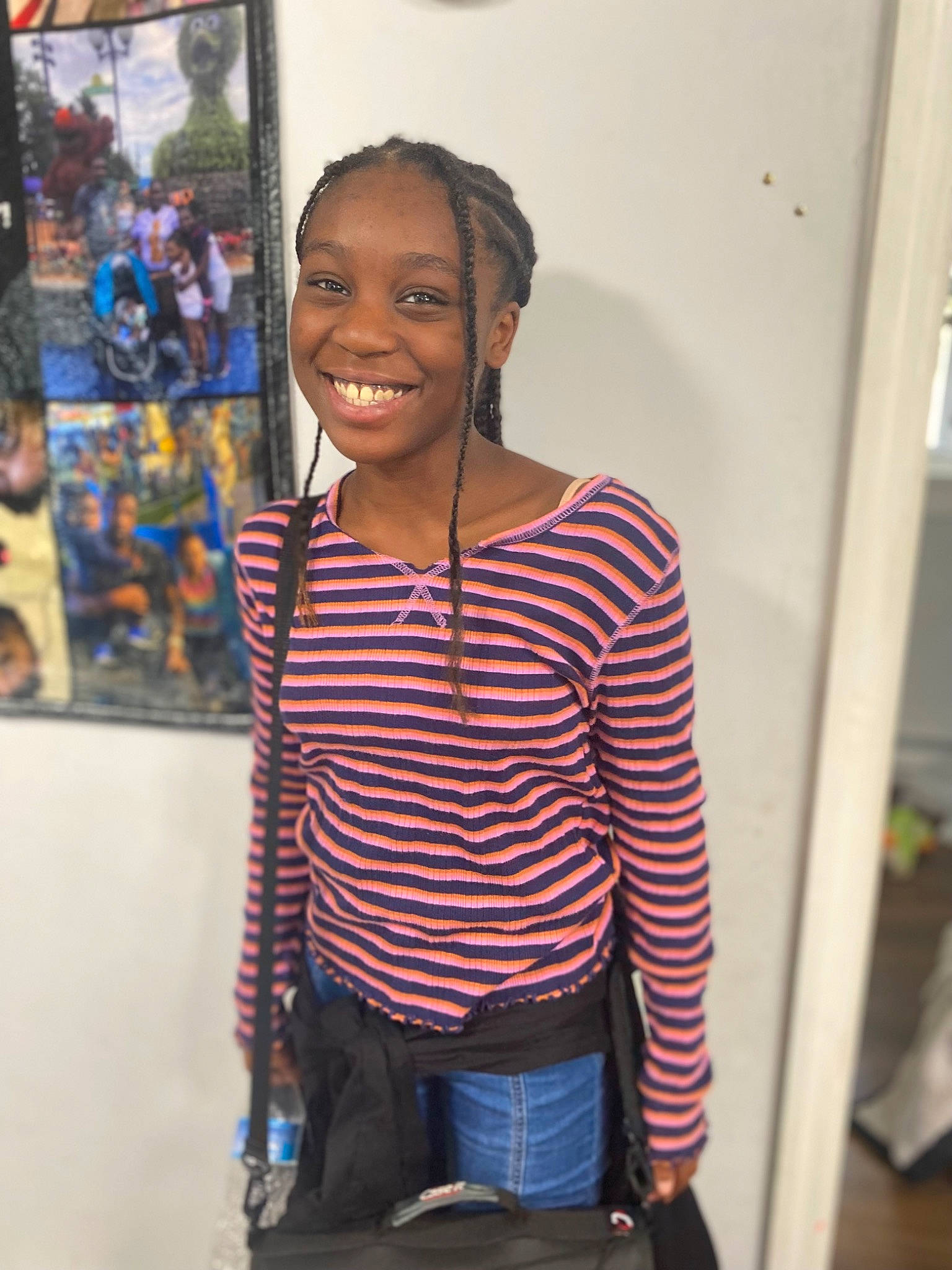 Amyra joined the competition — help win amazing prizes! art, child, denim, design, electric_blue, event, eyewear, fashion_design, fun, happy, joy, knee, pattern, person, plaid, room, sleeve, smile, t_shirt, tartan