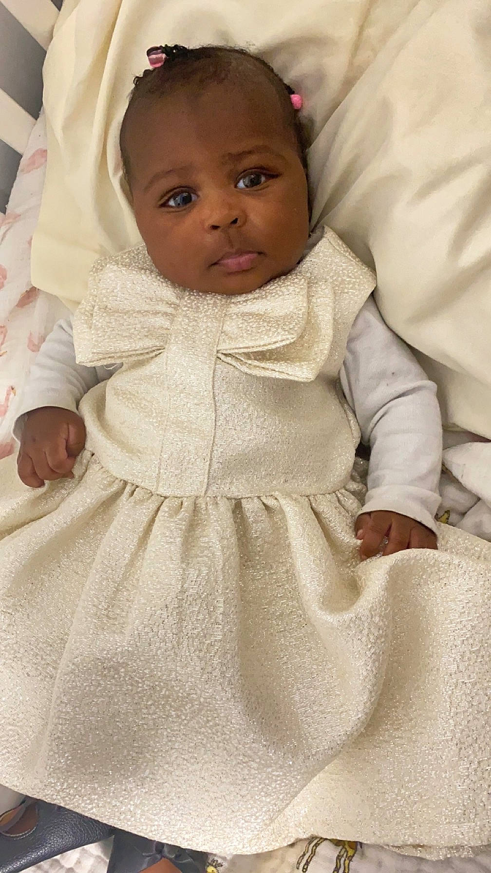 Tianna joined the competition — help win amazing prizes! arm, baby, baby_toddler_clothing, cheek, dress, eye, face, gesture, hairstyle, hand, head, headgear, lip, neck, nose, person, photograph, pink, skin, sleeve