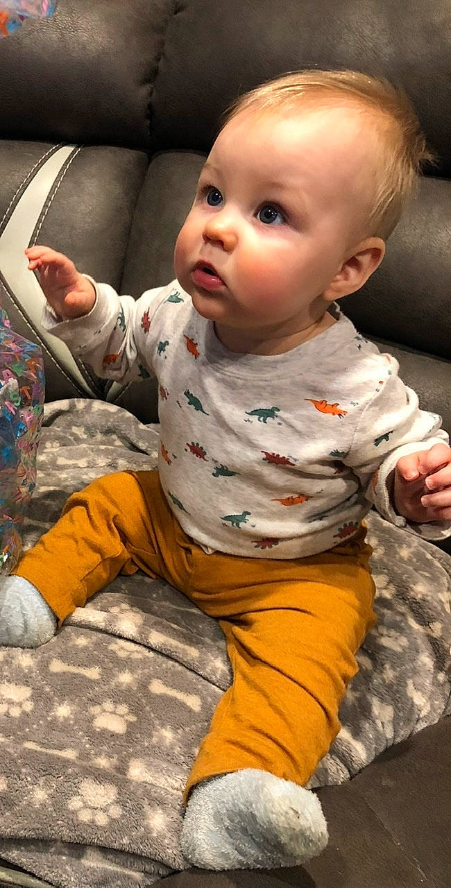 Grayson joined the competition — help win amazing prizes! baby, baby_toddler_clothing, cheek, chin, comfort, face, facial_expression, hairstyle, hand, head, human_body, iris, joint, mammal, mouth, nose, organ, person, photograph, skin