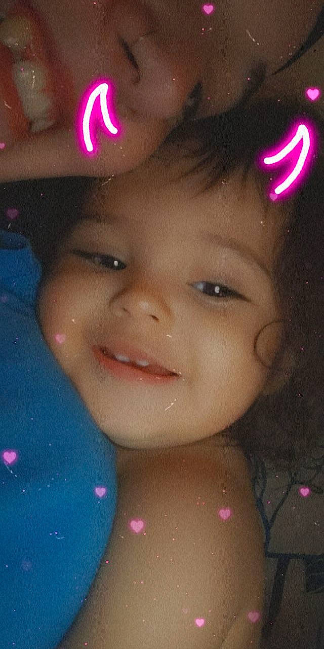 Layla joined the competition — help win amazing prizes! cheek, chin, ear, eyebrow, eyelash, facial_expression, forehead, hair, hairstyle, happy, head, human, joy, light, lip, nose, organ, person, pink, purple