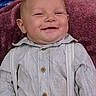 Tyson joined the competition — help win amazing prizes! baby, child, smiling, face, portrait, clothing, shirt, suspenders, button, blanket, maroon, cute, happy, infant, person, young, indoors, head, expression, toddler