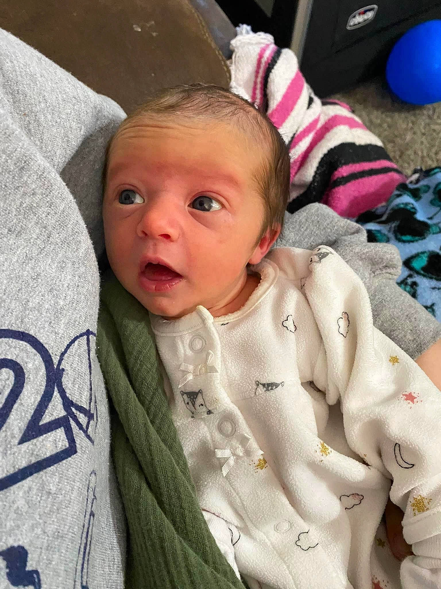 Shayne joined the competition — help win amazing prizes! baby, baby_toddler_clothing, cheek, child, chin, comfort, cool, eyebrow, face, head, iris, linens, lip, neck, nose, person, product, skin, sleeve, surprise