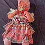 Valentina-Rose joined the competition — help win amazing prizes! accessories, baby, bed, bonnet, clothing, costume, couch, doll, dress, face, figurine, furniture, hat, head, jewelry, necklace, person, photography, portrait, toy
