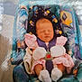 baby, baby_accessory, car_seat, child, childcare, colorful, cute, fabric, indoor, infant, newborn, pink_clothing, portrait, resting, seatbelt, sleeping, small, soft_focus, toddler, white_mittens