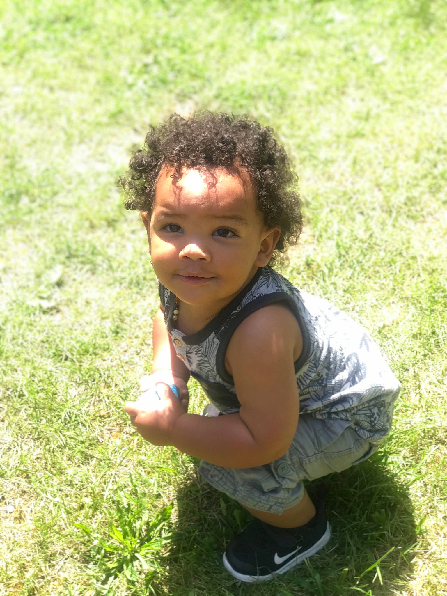 Justus joined the competition — help win amazing prizes! child, grass, hairstyle, happy, lawn, person, sitting, smile