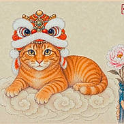 Master Jericho is registered to the contest to win money with this photo: illustration, cat, ginger_cat, cloud, flower, vase, hand, traditional_hat, ornamental, decorative, artwork, painting, calm, peaceful, detailed, cultural, pattern, animal, portrait, whimsical