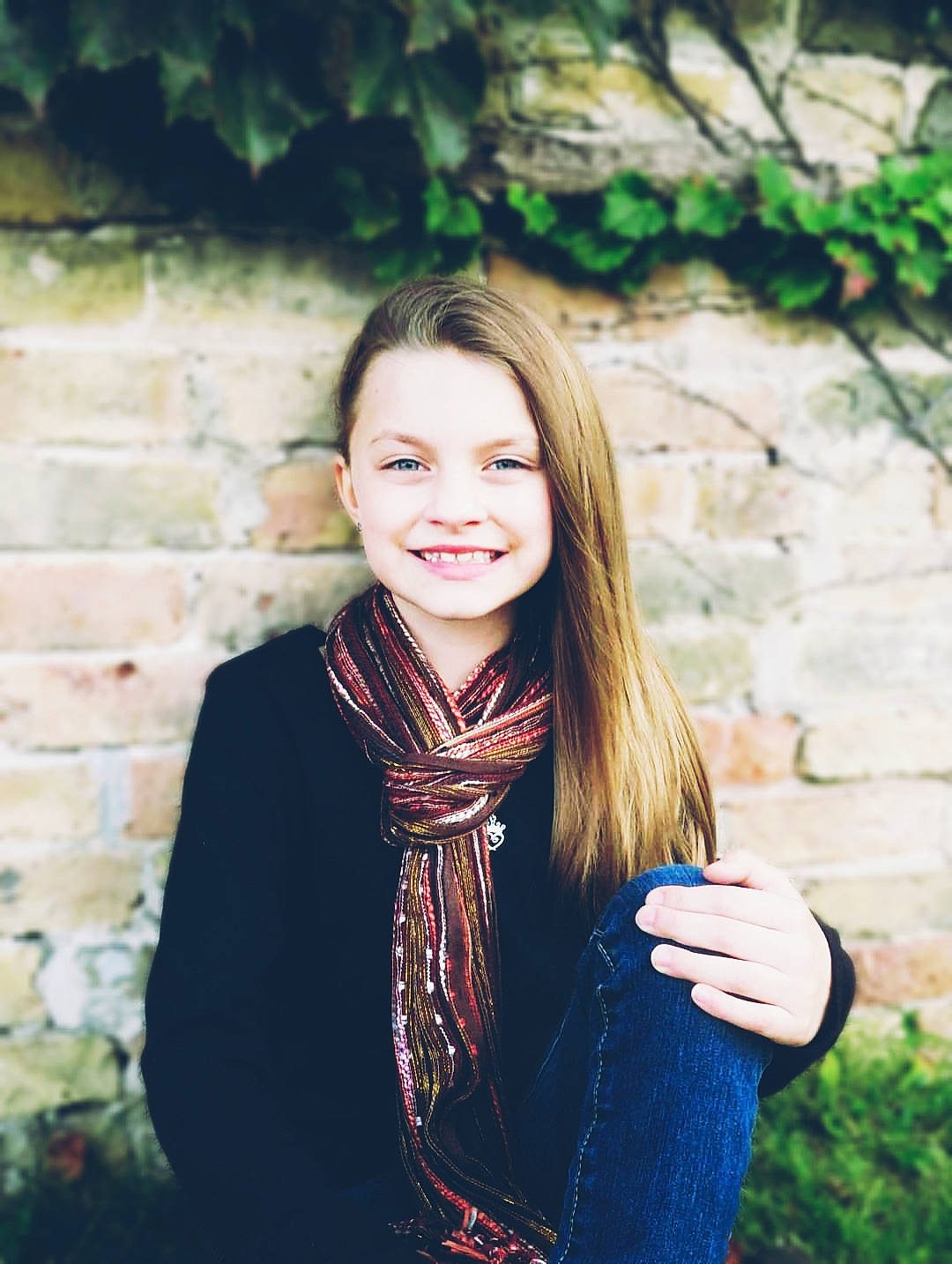 Brylee joined the competition — help win amazing prizes! beauty, blond, brown_hair, eye, face, facial_expression, green, hair, joy, leaf, lip, long_hair, person, photo_shoot, photograph, photography, portrait, portrait_photography, scarf, smile