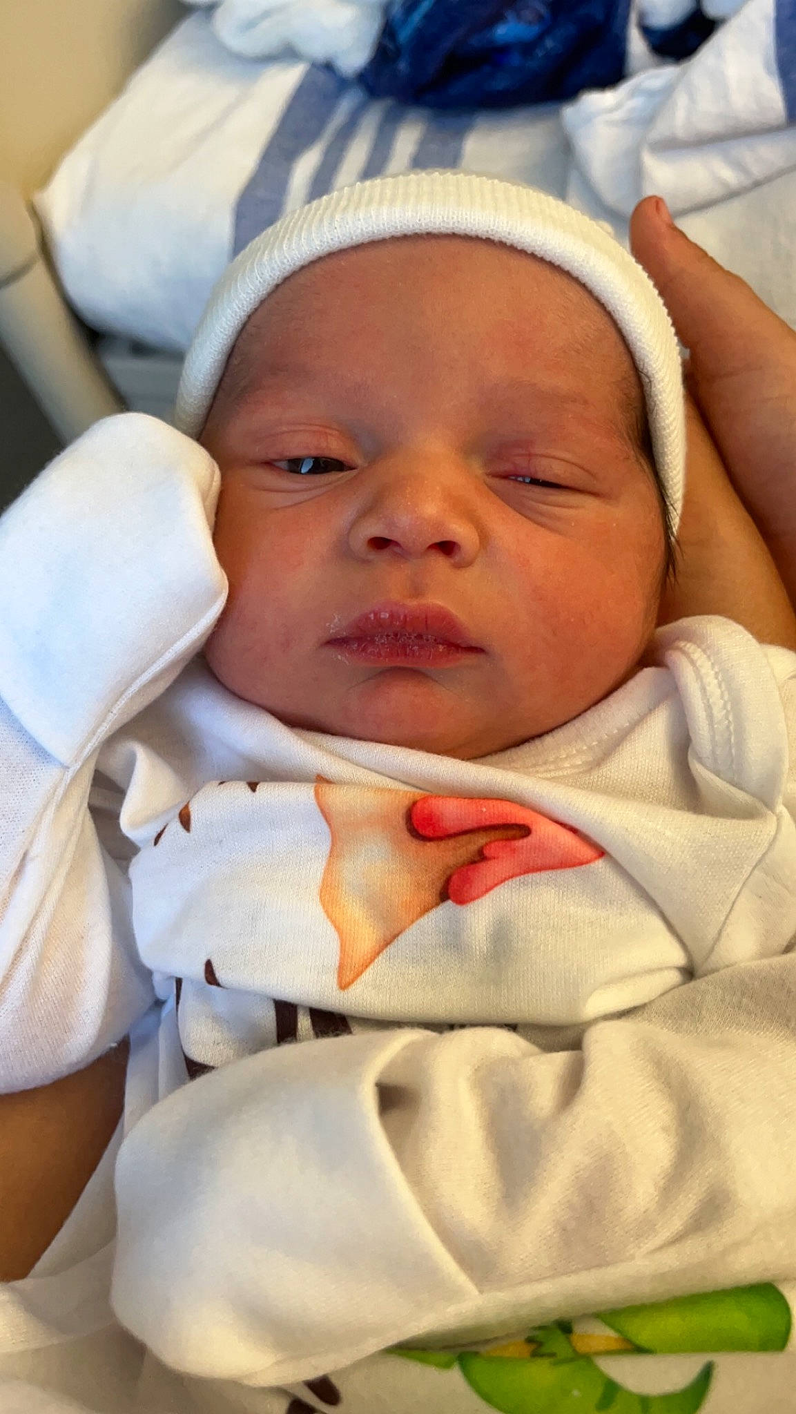 Aziah joined the competition — help win amazing prizes! baby, baby_products, baby_sleeping, cheek, child, childbirth, comfort, event, happy, hat, headwear, linens, peach, person, room, skin, thumb, toddler, wrinkle