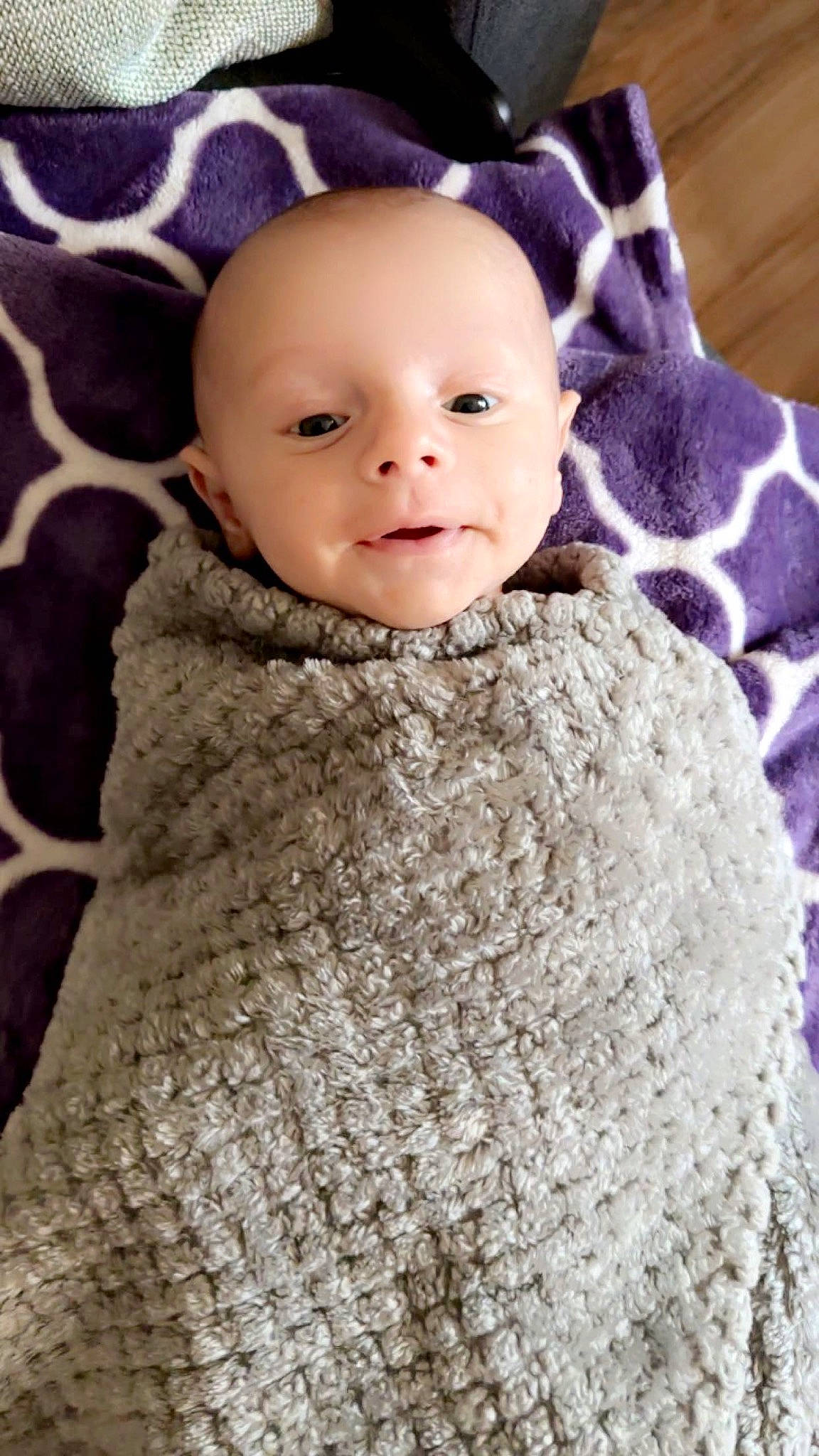 Korbyn joined the competition — help win amazing prizes! baby, baby_toddler_clothing, cheek, child, collar, creative_arts, eye, face, fur, headgear, iris, lip, outerwear, pattern, person, skin, sleeve, smile, toddler, wool