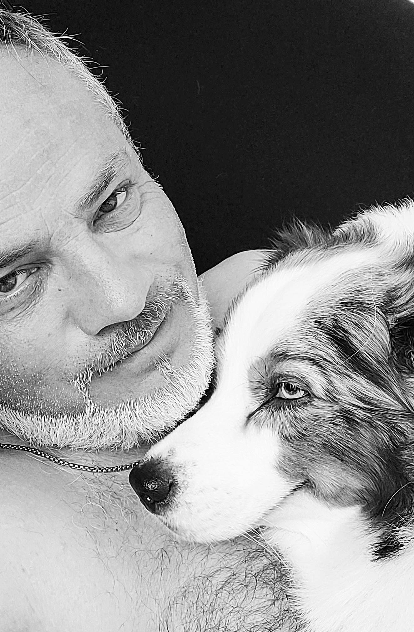 Ruby participe au concours pour gagner de l'argent avec cette photo : beard, carnivore, chest, companion_dog, dog, dog_breed, eye, eyebrow, flash_photography, fur, gesture, hair, happy, jaw, monochrome, monochrome_photography, nose, smile, snout, whiskers