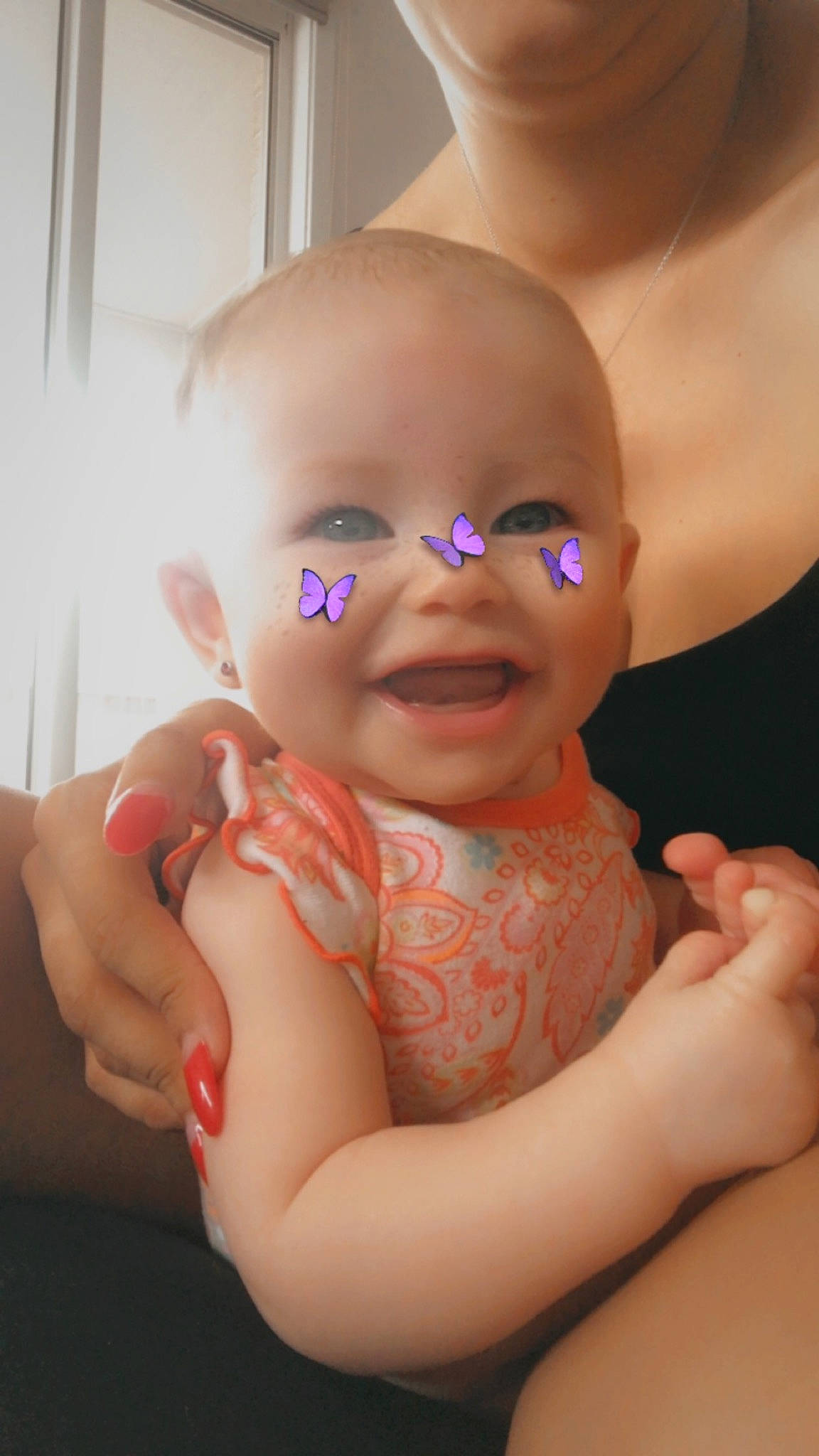 Nova is registered to the contest to win money with this photo: baby, baby_toddler_clothing, chest, dress, eye, eyewear, finger, gesture, glasses, goggles, hand, happy, nail, nose, person, skin, smile, sunglasses, thumb, toddler