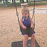 Amaria is registered to the contest to win money with this photo: toddler, child, swing, playground, pacifier, outdoor, trees, woodchips, bench, summer, barefoot, purple_dress, chain, park, person, young_child, seat, play, nature, daylight