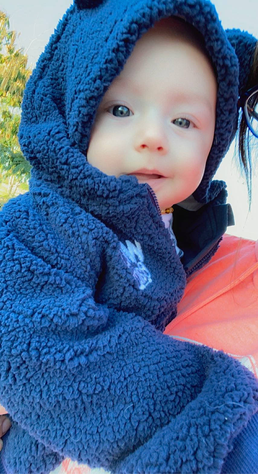 Jude joined the competition — help win amazing prizes! azure, baby, baby_toddler_clothing, beauty, blue, cap, child, electric_blue, eye, headgear, lip, outerwear, person, photograph, shawl, skin, textile, toddler, tree, wool