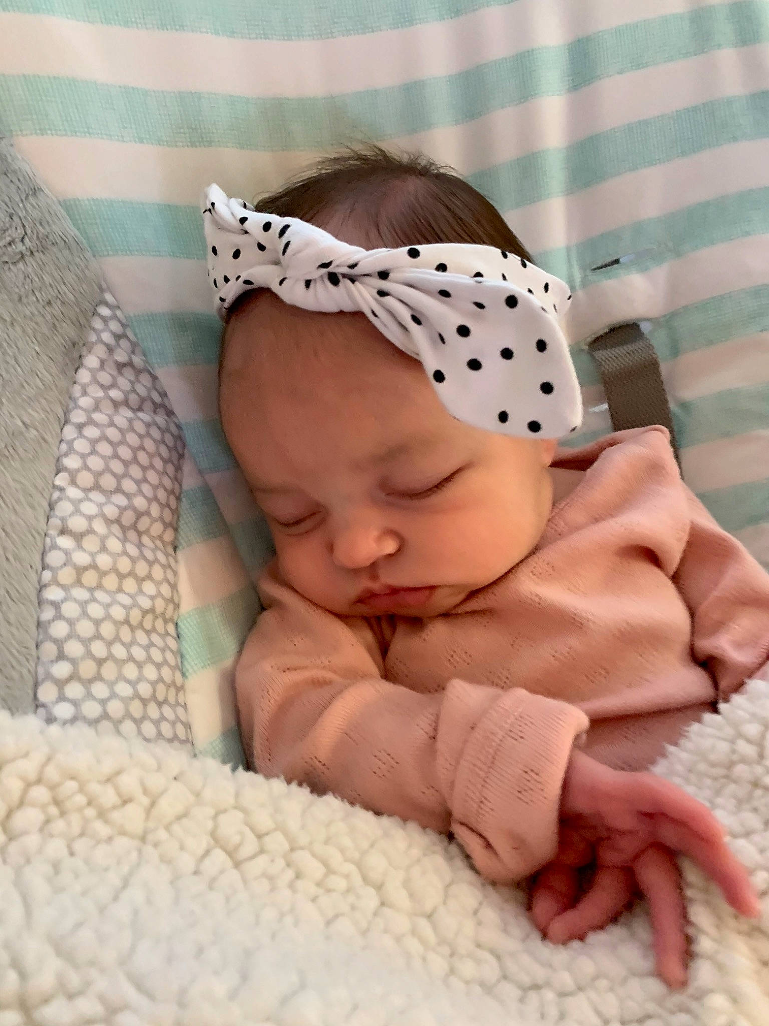 Rayne joined the competition — help win amazing prizes! baby, baby_sleeping, baby_toddler_clothing, blanket, child, design, hair_accessory, headgear, linens, pattern, person, product, toddler