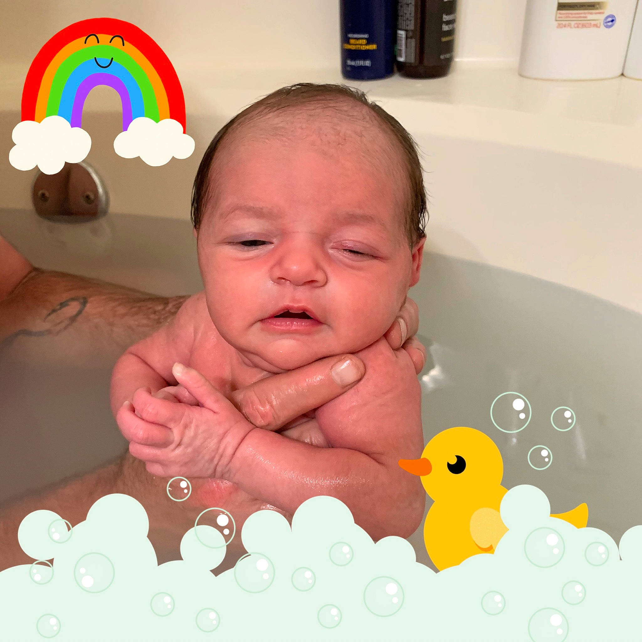 Rayne joined the competition — help win amazing prizes! baby, baby_bathing, baby_playing_with_toys, baby_products, baby_sleeping, bathing, bathtub, cheek, child, face, finger, head, nose, person, product, skin, smile, toddler, toy, tummy_time