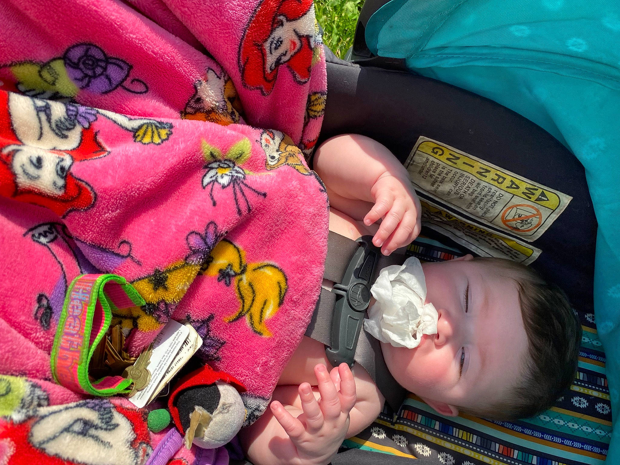 Jasmine joined the competition — help win amazing prizes! baby, baby_products, baby_toddler_clothing, bag, car_seat, carmine, child, comfort, family_car, finger, gesture, green, hand, linens, magenta, nail, pattern, person, pink, thumb