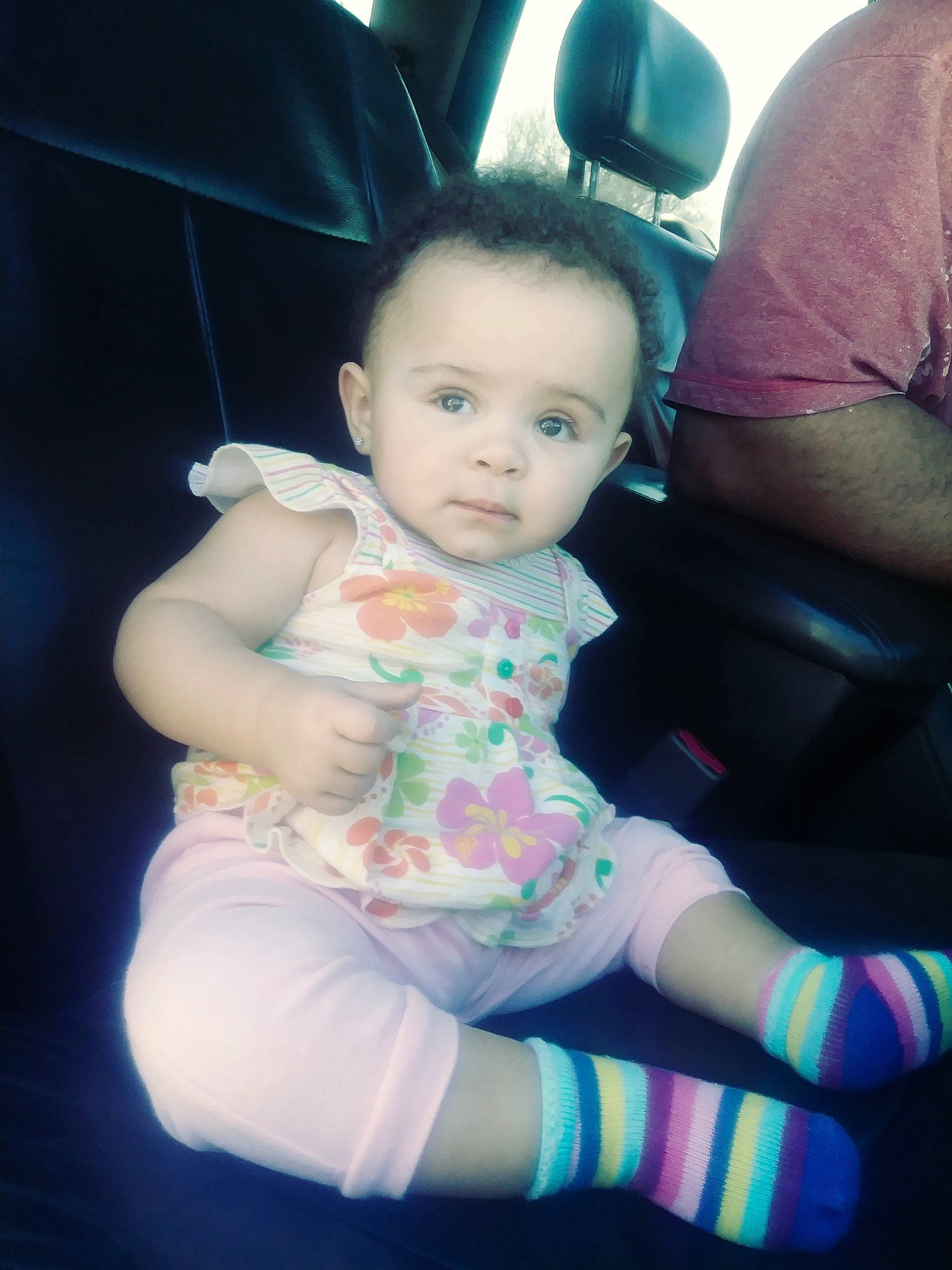 Addyson joined the competition — help win amazing prizes! arm, baby, beauty, car_seat, cheek, child, cool, eye, face, fun, head, iris, lip, nose, person, pink, product, sitting, skin, smile