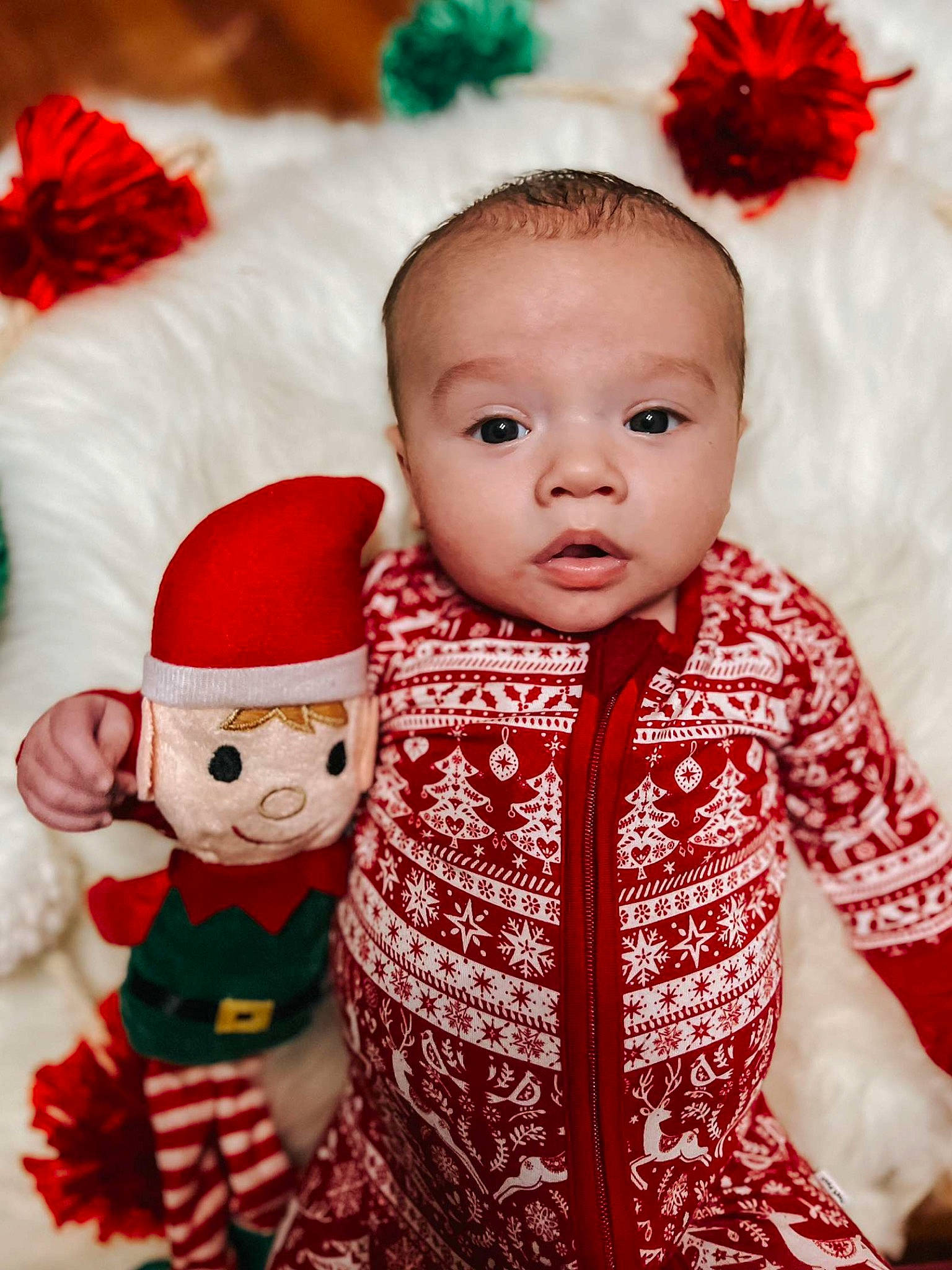 Declan joined the competition — help win amazing prizes! baby, baby_toddler_clothing, cheek, child, costume_hat, doll, event, face, happy, head, headgear, lip, organ, pattern, person, red, skin, sleeve, textile, toddler