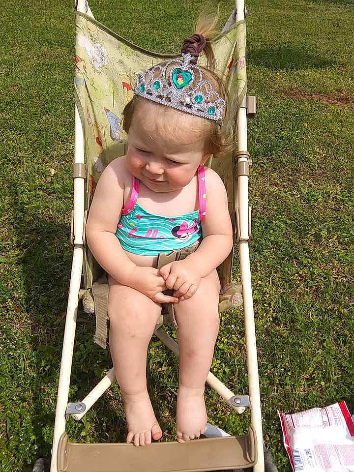 Violet joined the competition — help win amazing prizes! baby_toddler_clothing, child, grass, joy, person, summer, sun_hat, swing, toddler