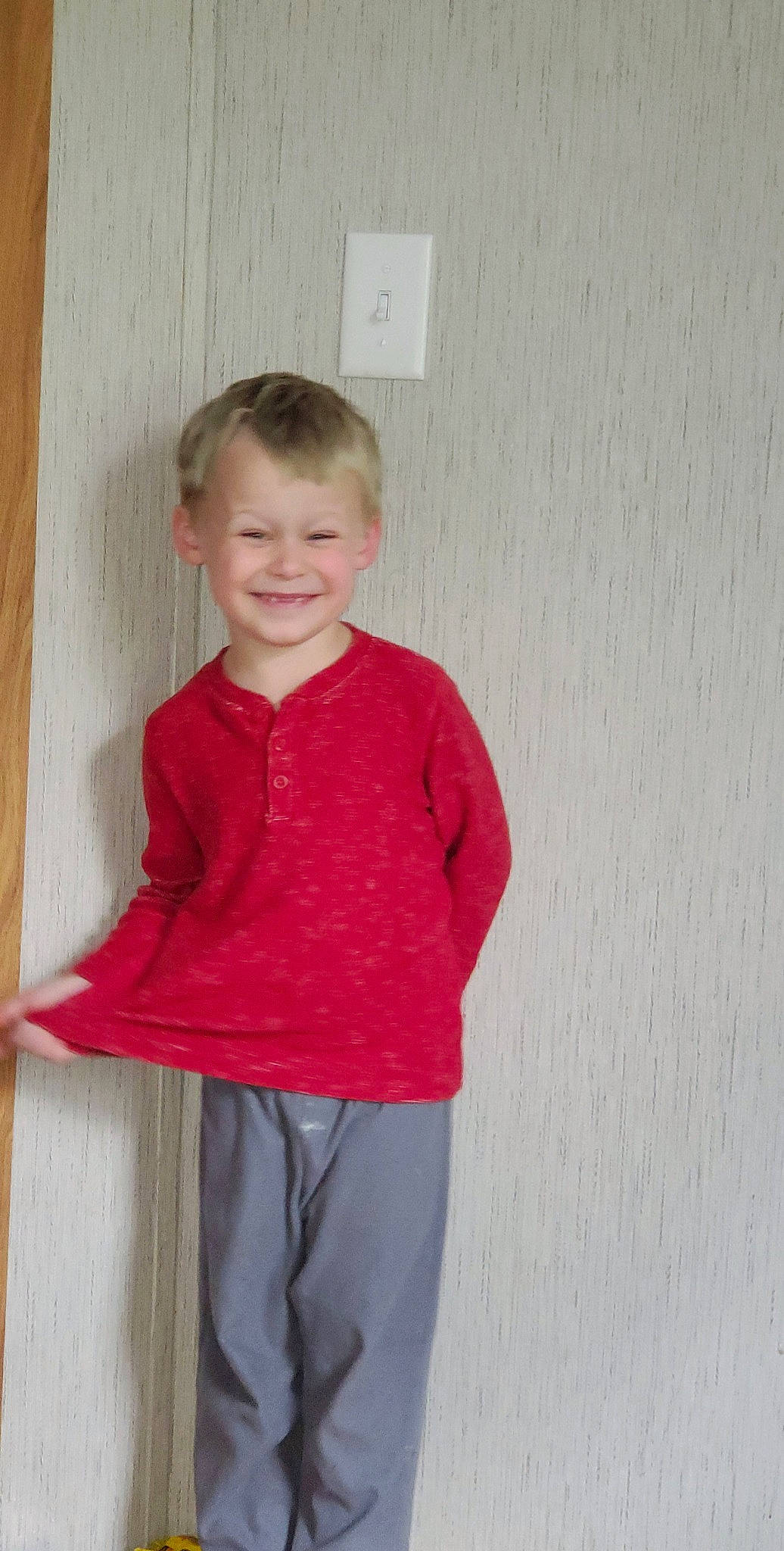 Levi joined the competition — help win amazing prizes! arm, child, joy, neck, outerwear, pattern, person, shoulder, sleeve, standing, t_shirt, toddler, top