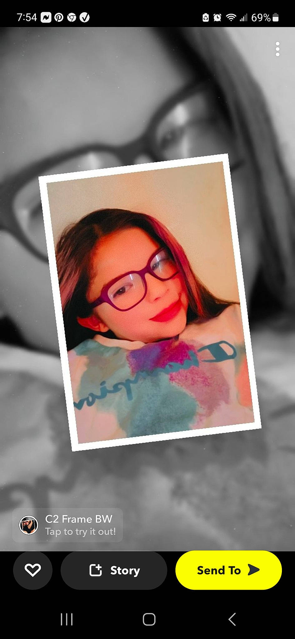 Daniella joined the competition — help win amazing prizes! art, black_hair, circle, eyelash, eyewear, flash_photography, font, graphic_design, happy, illustration, iris, lip, magenta, paint, painting, person, portrait, room, tints_and_shades, vision_care