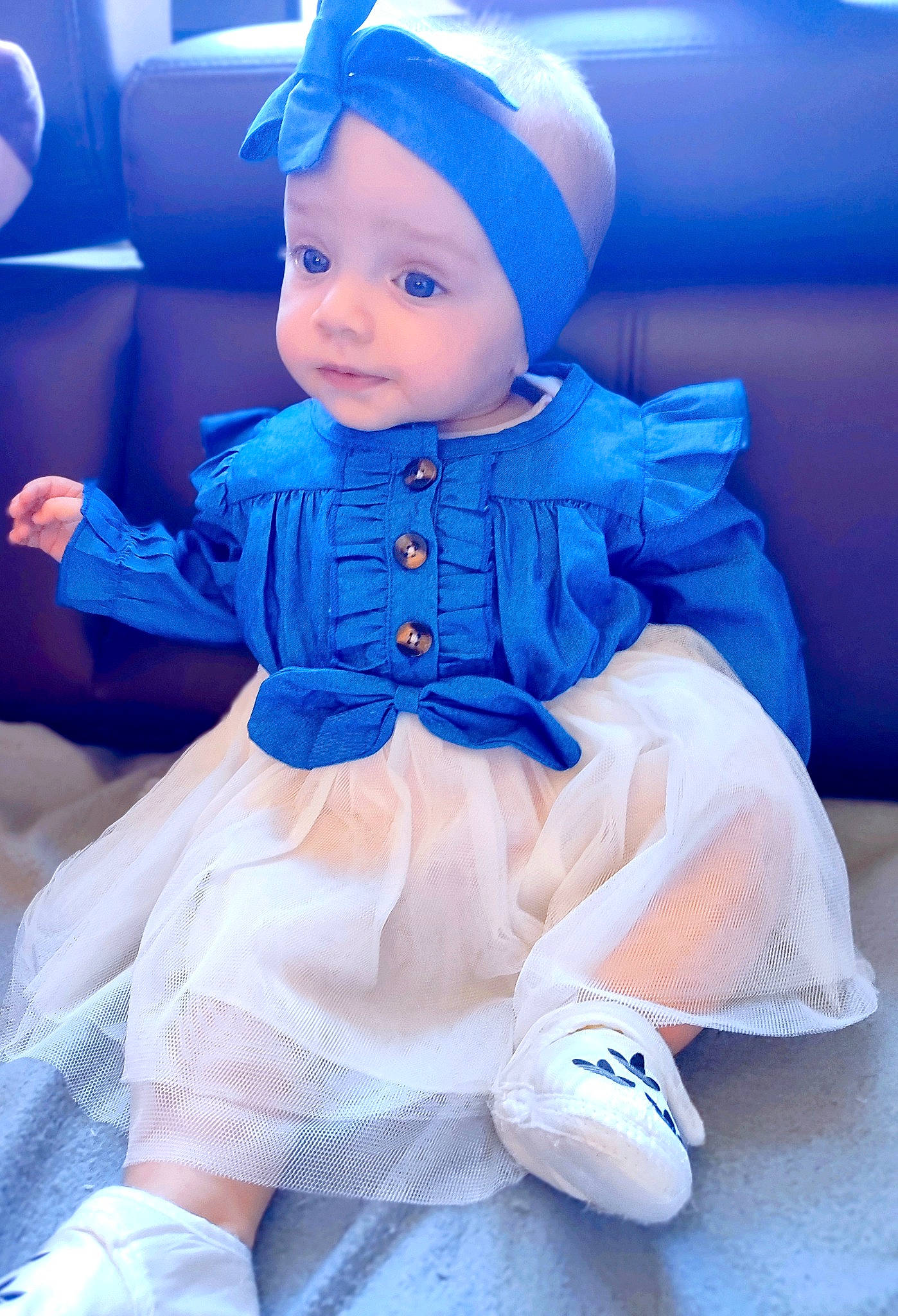 Hannah participe au concours pour gagner de l'argent avec cette photo : azure, baby, baby_toddler_clothing, blue, child, costume_hat, doll, electric_blue, fashion_accessory, fashion_design, fictional_character, happy, hat, headwear, magenta, person, pink, purple, sitting, sleeve