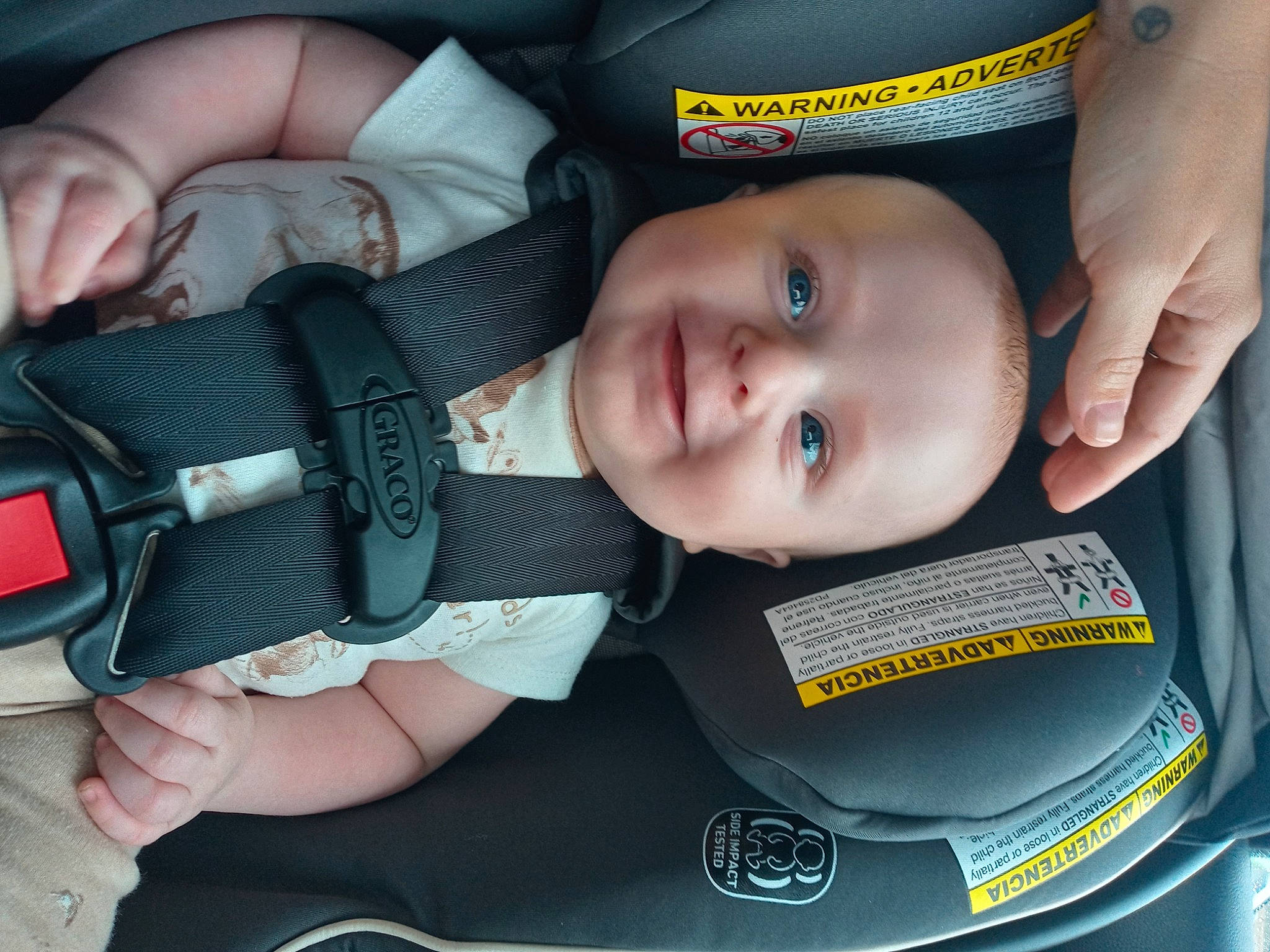 Kyle joined the competition — help win amazing prizes! auto_part, baby, baby_carriage, baby_products, baby_safety, baby_toddler_clothing, car_seat, cheek, child, comfort, cool, electric_blue, finger, hand, happy, light, person, personal_protective_equipment, skin, smile