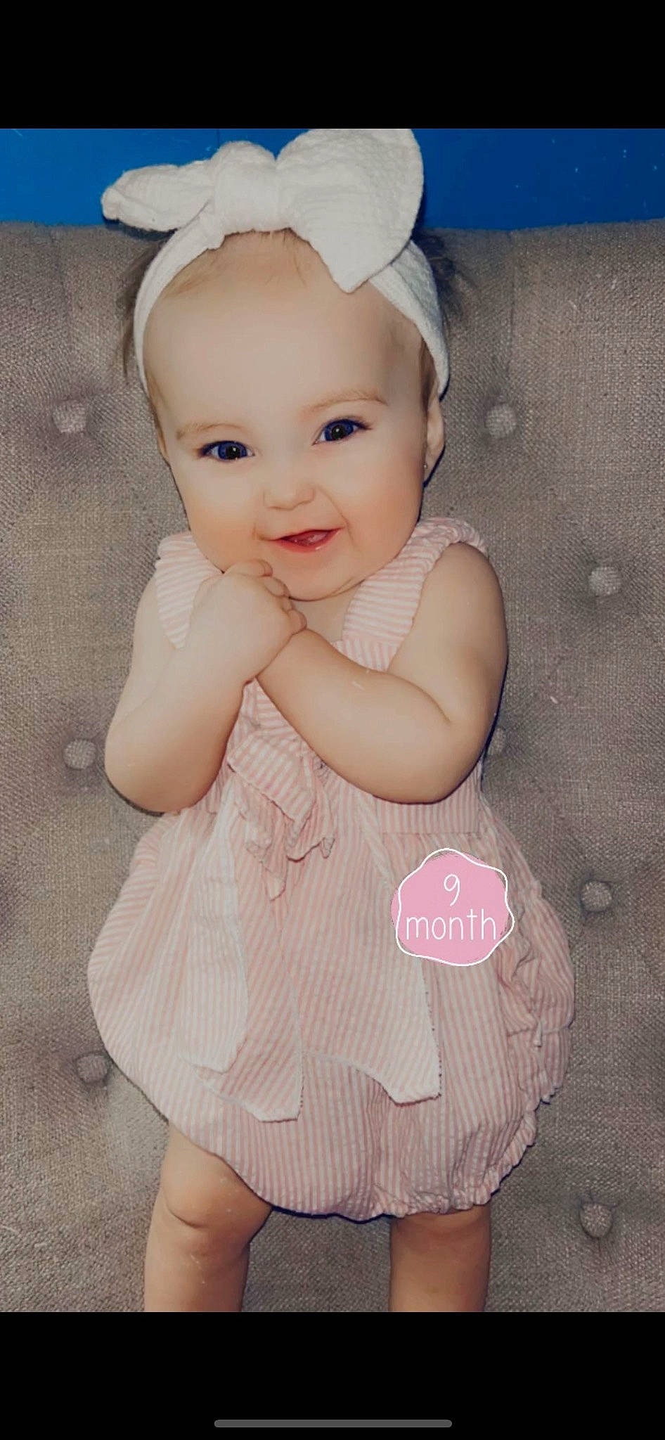 Paris joined the competition — help win amazing prizes! baby, baby_toddler_clothing, cheek, dress, eye, face, finger, flash_photography, hairstyle, happy, head, headgear, iris, joy, lip, person, photograph, pink, skin, sleeve