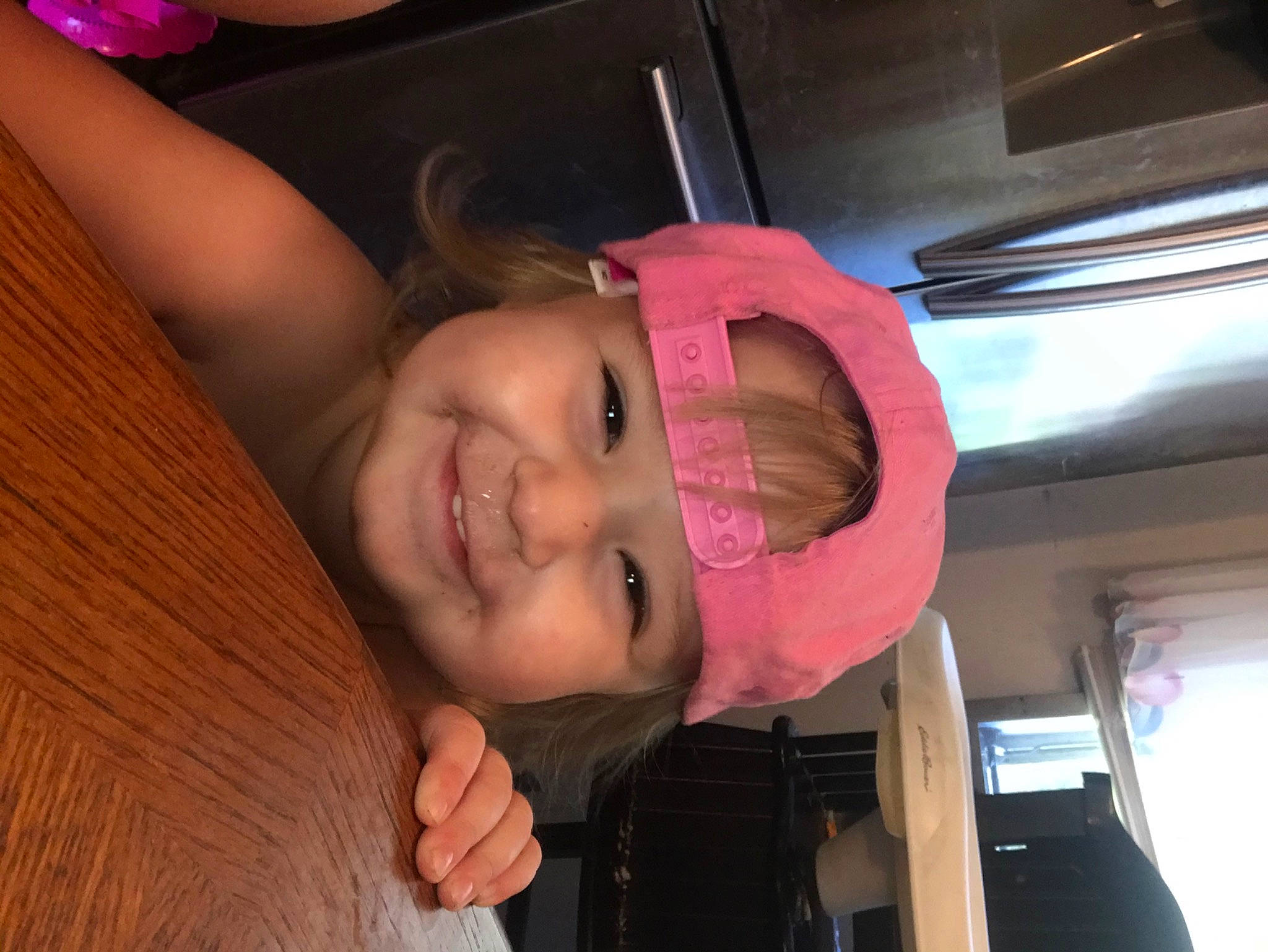 Haylee is registered to the contest to win money with this photo: baby_toddler_clothing, balloon, cheek, chin, cool, eyelash, facial_expression, finger, happy, headwear, jaw, joy, laugh, lip, organ, person, pink, thumb, toddler, tooth