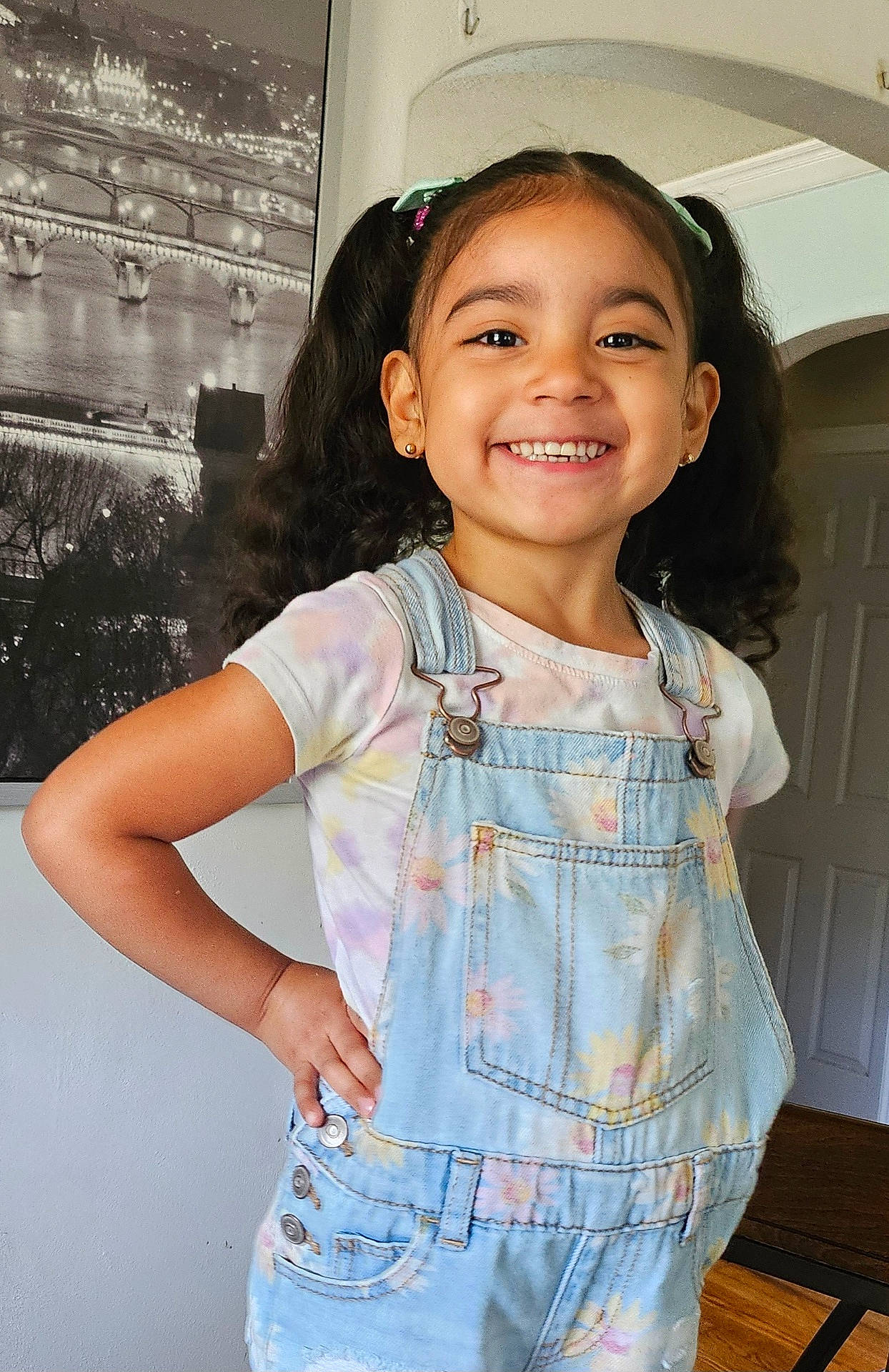 Camila-Rose is registered to the contest to win money with this photo: blackhair, blouse, child, clothing, dimples, door, dress, face, female, girl, hair, happy, head, jeans, pants, person, photography, portrait, sleeve, smile
