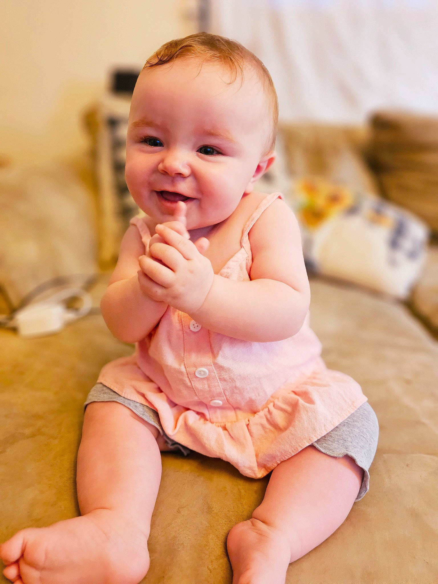 Cassidy joined the competition — help win amazing prizes! abdomen, arm, baby, baby_toddler_clothing, cheek, child, comfort, face, finger, flooring, foot, hand, happy, human_leg, joy, knee, person, skin, smile, thigh