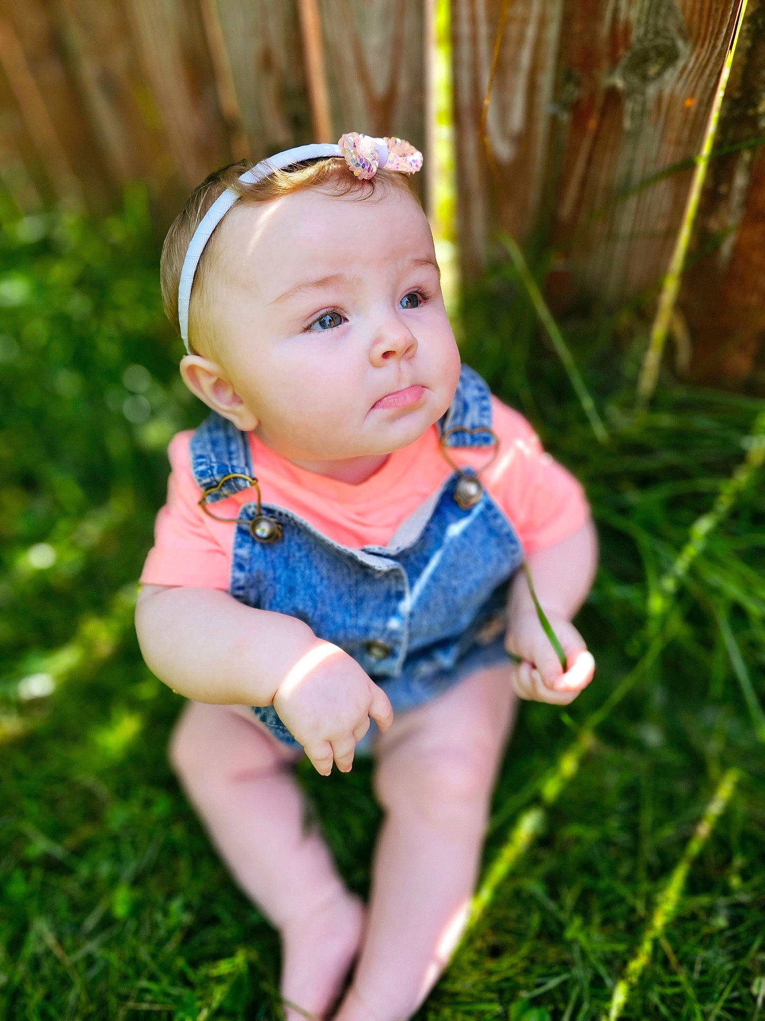 Cassidy joined the competition — help win amazing prizes! baby, baby_toddler_clothing, child, electric_blue, eye, fashion_accessory, fun, grass, grassland, happy, headband, headwear, leaf, leisure, pattern, people_in_nature, person, plant, portrait_photography, recreation