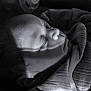 Victor a rejoint le concours — aidez-le/la à gagner de superbes lots ! baby, newborn, sleeping, swaddle, blanket, portrait, black_and_white, monochrome, face, close_up, infant, peaceful, soft_light, shadow, nose, eyelashes, cheek, head, fabric, cozy