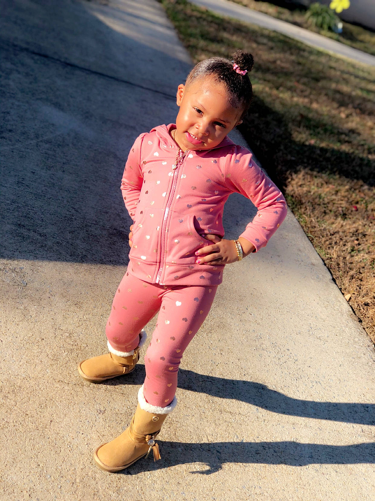 Ayvah Ruth joined the competition — help win amazing prizes! boot, child_model, jacket, outerwear, person, pink, street_fashion, tan