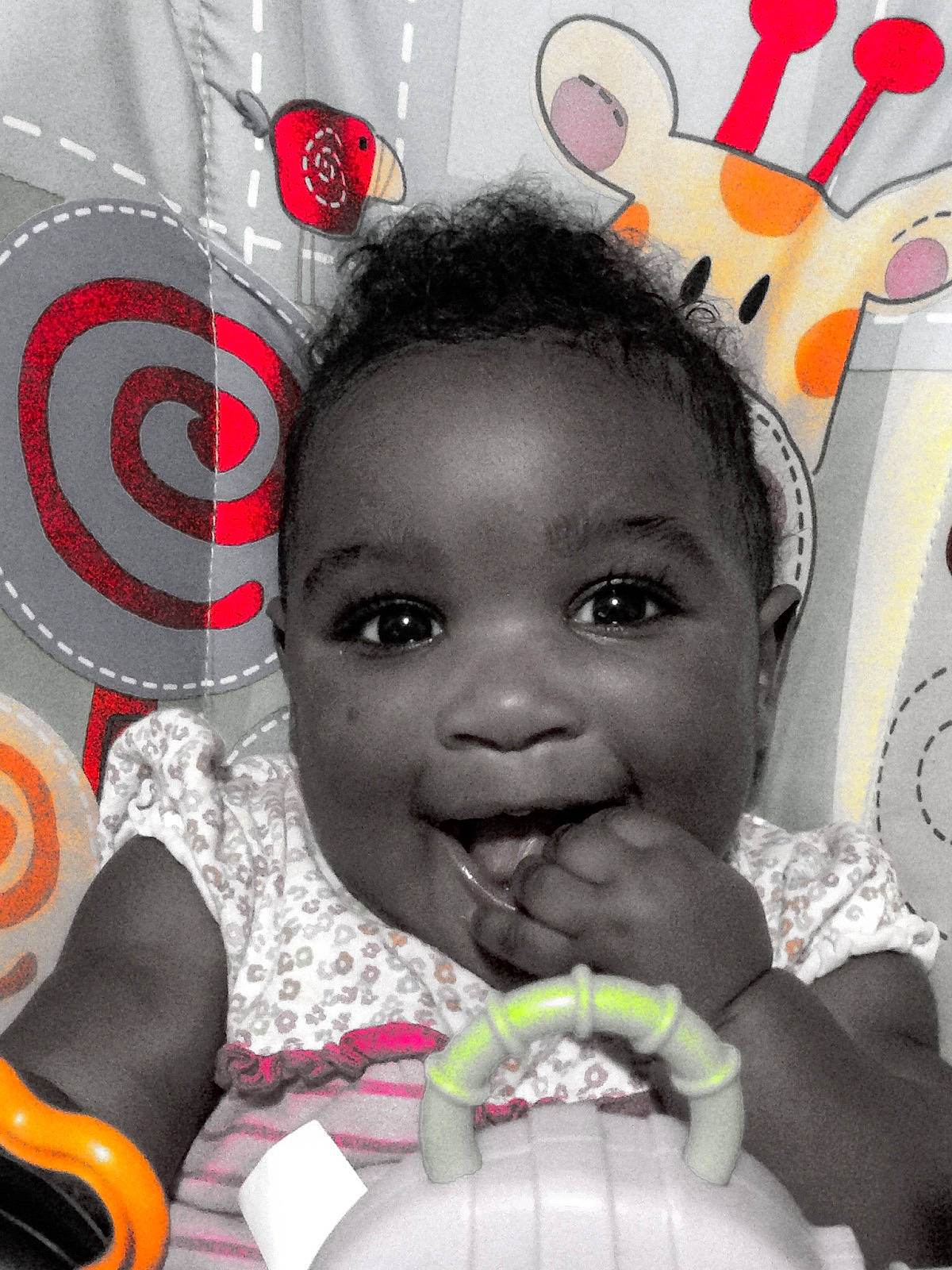 Ashanti is registered to the contest to win money with this photo: cheek, child, eye, face, forehead, fun, girl, head, infant, joy, nose, person, product, skin, smile, toddler