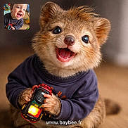 Alex a rejoint le concours — aidez-le/la à gagner de superbes lots ! animal_face, background_blur, child, closeup, composite_image, cute, furry, happy, holding, hybrid, indoor, inset_photo, playful, portrait, smiling, sweater, toddler, toy_car, warm_lighting, website_text
