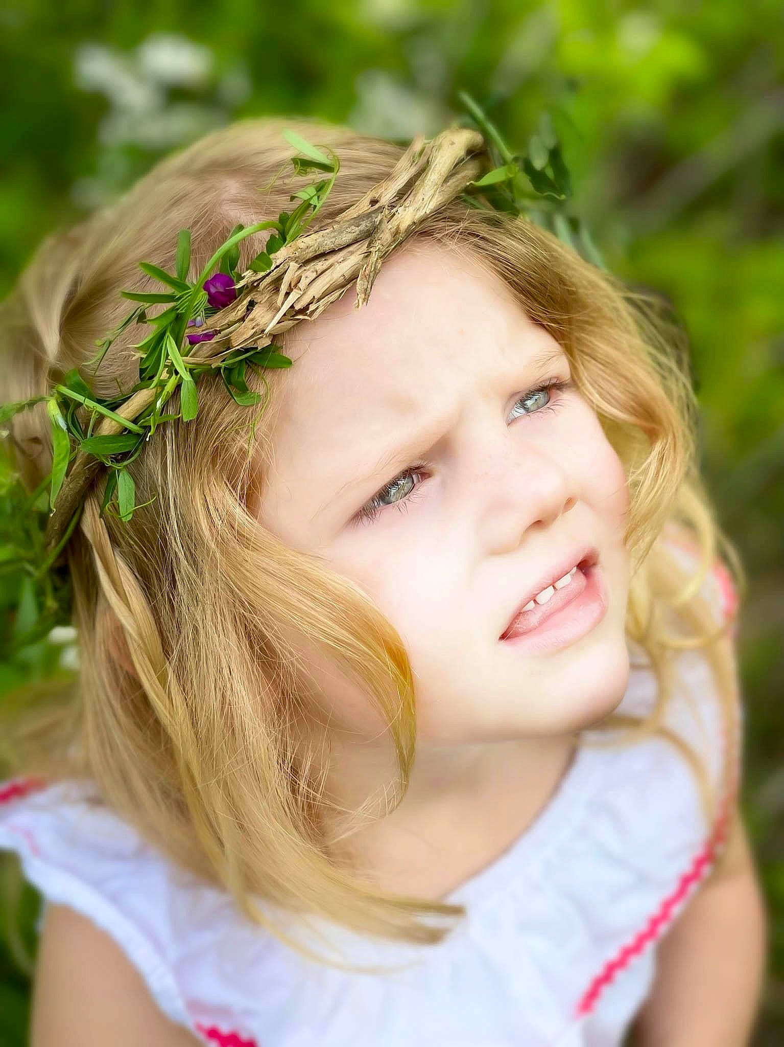 Mckynlee joined the competition — help win amazing prizes! blond, brown_hair, child, close_up, eyebrow, eyelash, fashion_accessory, flash_photography, grass, grass_family, hair, happy, headband, headpiece, headwear, iris, long_hair, people_in_nature, person, plant