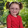 casual, child, childhood, cute, eyewear, face, fashion, girl, glasses, greenery, hair_bows, happy, nature, outdoor, person, pigtails, portrait, red_dress, smile, young