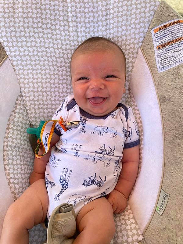 Joey joined the competition — help win amazing prizes! baby, baby_toddler_clothing, child, person, sitting, skin, smile, toddler