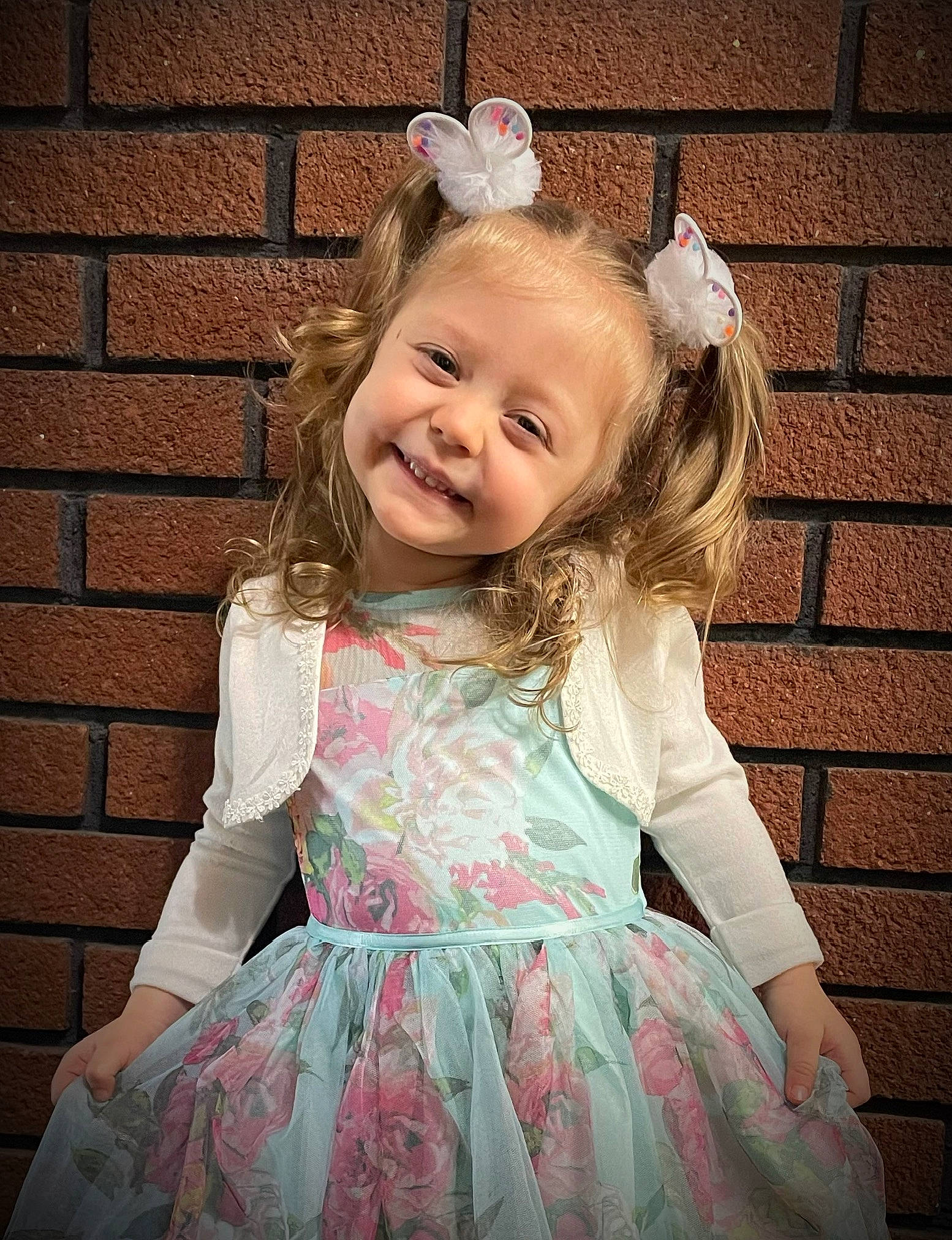 Mylee joined the competition — help win amazing prizes! baby_toddler_clothing, brick, child, day_dress, dress, embellishment, eye, flash_photography, hair, hairstyle, happy, head, headpiece, iris, joy, organ, person, pink, sleeve, smile