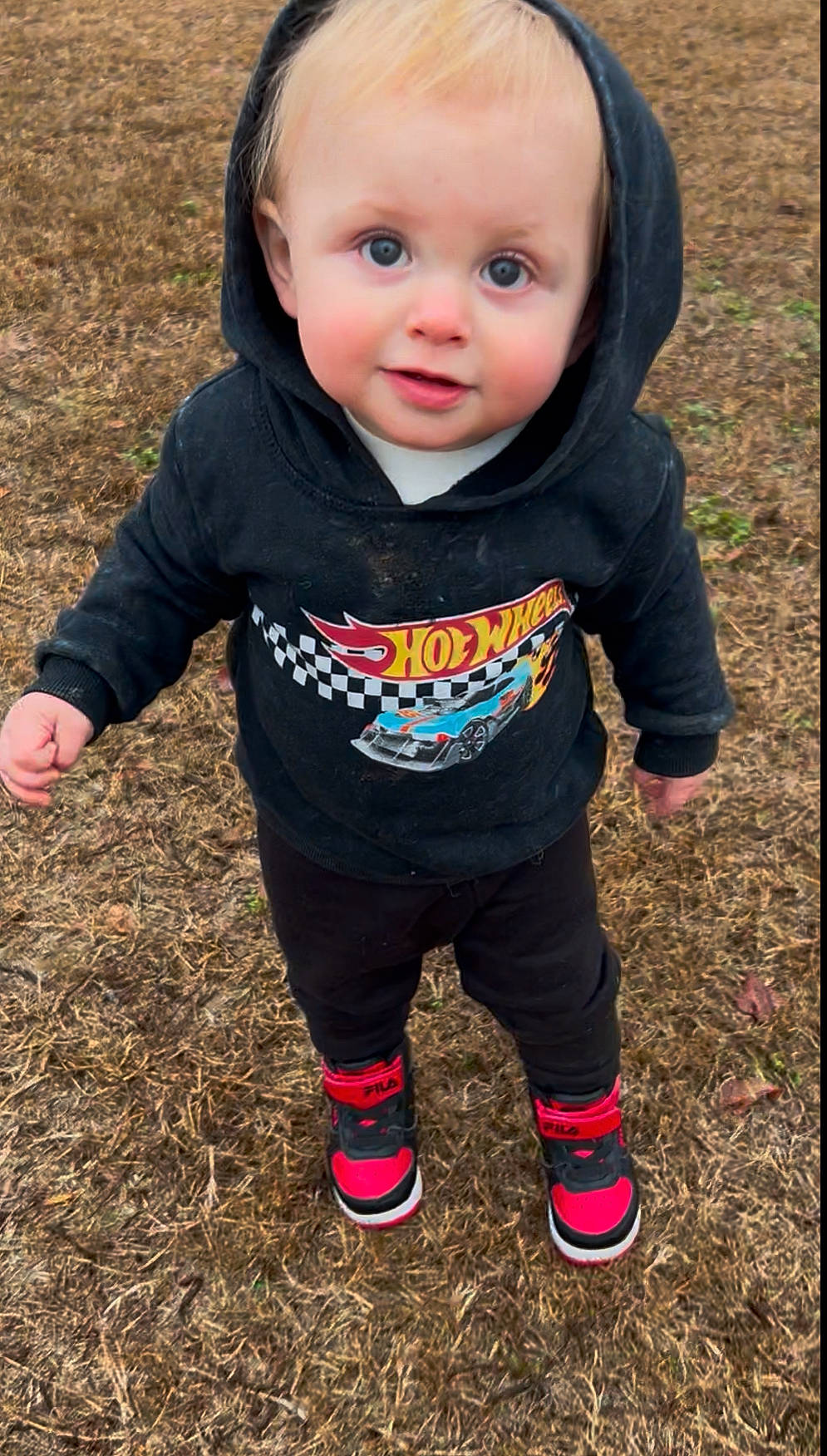Noah joined the competition — help win amazing prizes! baby, clothing, coat, face, footwear, grass, head, jacket, jeans, knitwear, longsleeve, pants, person, photography, plant, portrait, shoe, shorts, sleeve, sweater