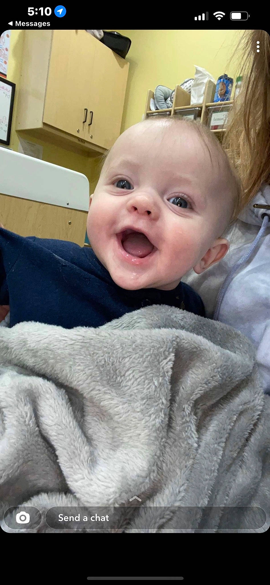 Preston is registered to the contest to win money with this photo: baby, baby_laughing, baby_toddler_clothing, cheek, child, chin, comfort, face, gesture, happy, iris, linens, mouth, nose, person, skin, sleeve, smile, thumb, toddler